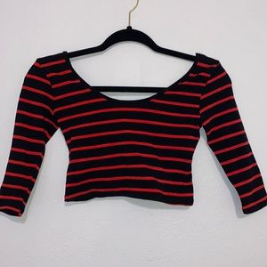 striped cropped half sleeve